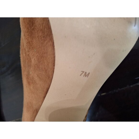 EUC Gibson Latimer Brown Leather and Suede Croc-Embossed Heeled Mule/Sz. 7M - Picture 9 of 9